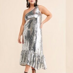 NWT Anthropologie One-Shoulder Sequin Dress